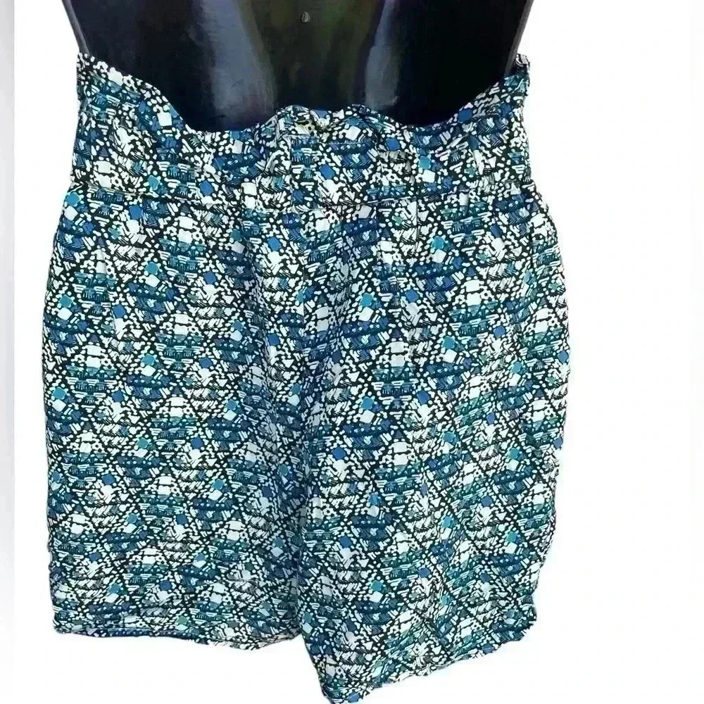 Blue Rain women’s pull up floral blue shorts pockets belt sz SX with liner NWOT